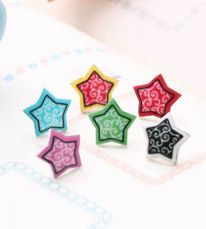 AD009  ♥神秘圖騰♥星星記號♥矽膠防敏耳針【隨機挑色】